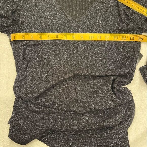 Inc International Concepts Black V Neck Puff Long Sleeves Metallic Sweater.Sz M - Picture 15 of 15